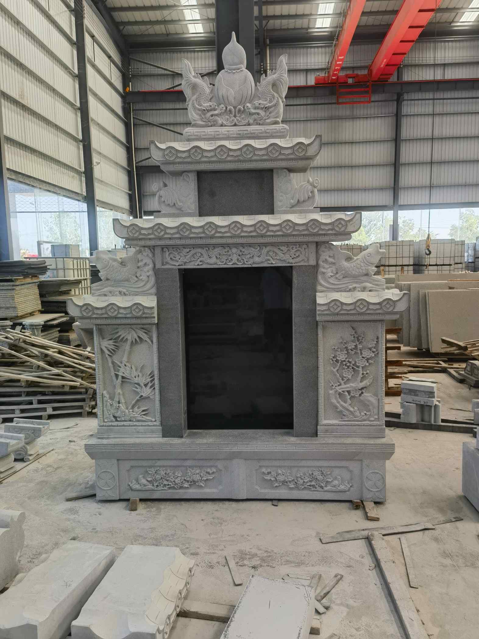 济宁 芝麻灰高档墓碑、土墓，一套也支持定做